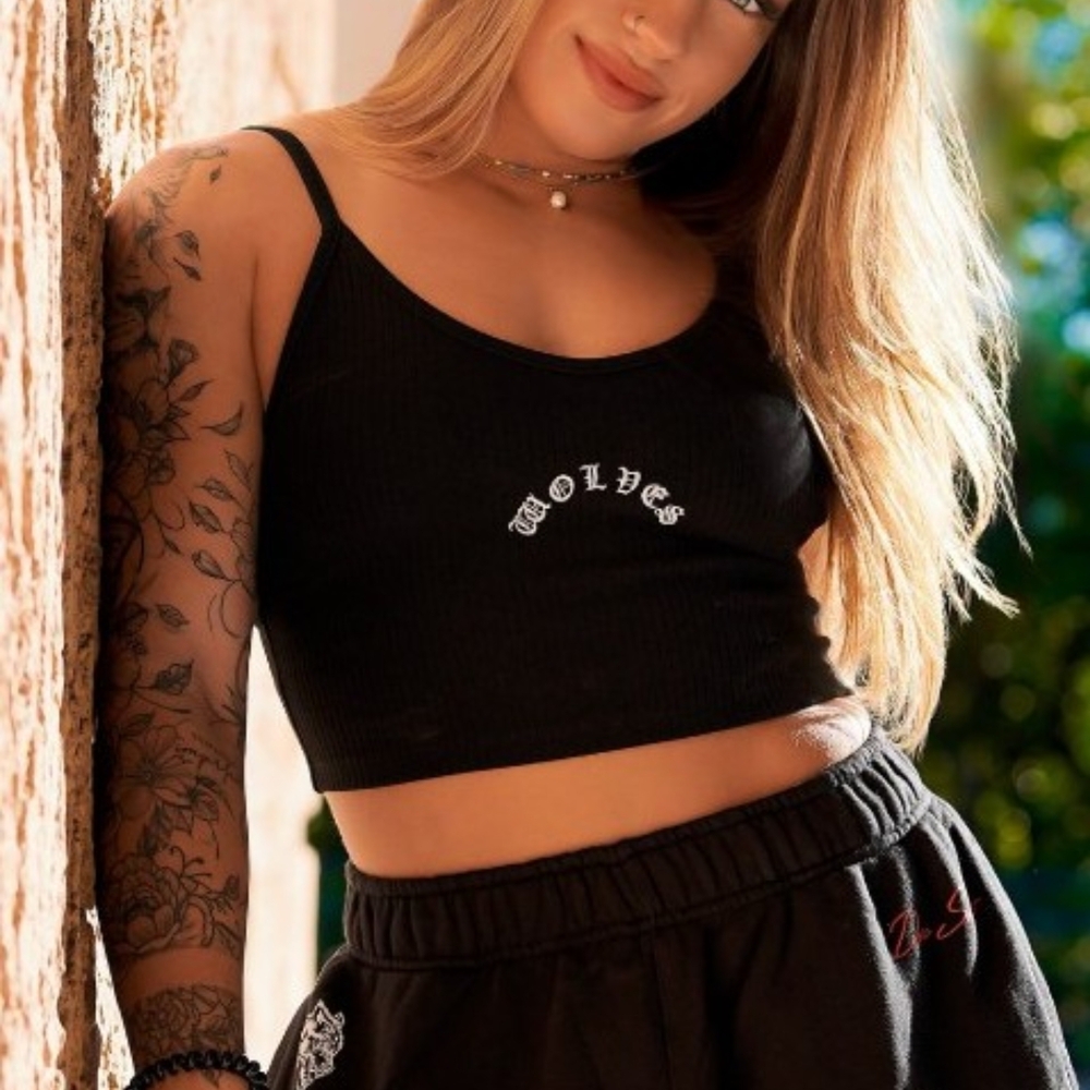 Black Ribbed Crop Top